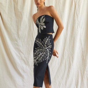 Maeve embroidered midi skirt